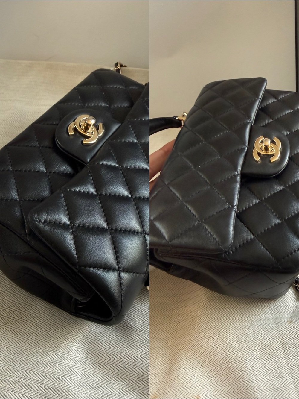 Chanel Classic Mini Rectangular Top Handle Quilted Lambskin Gold tone hardware - Picture 14 of 16
